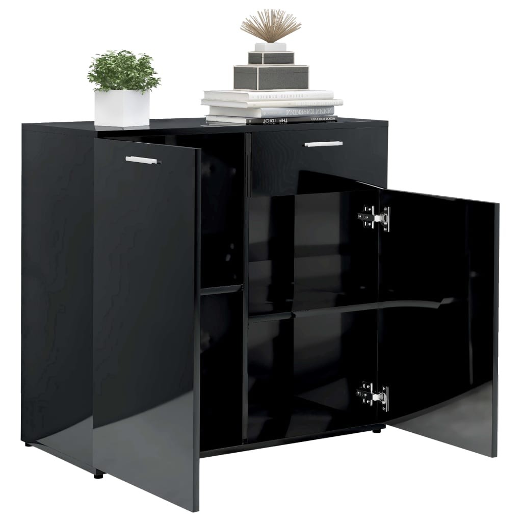 Sideboard High Gloss Black 160x36x75 cm Chipboard